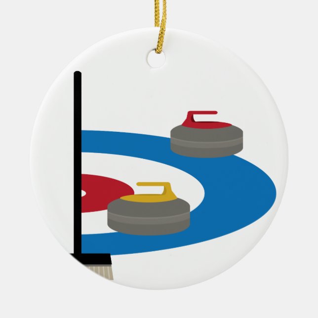 Curling Sport Julgransprydnad Keramik (Framsidan)