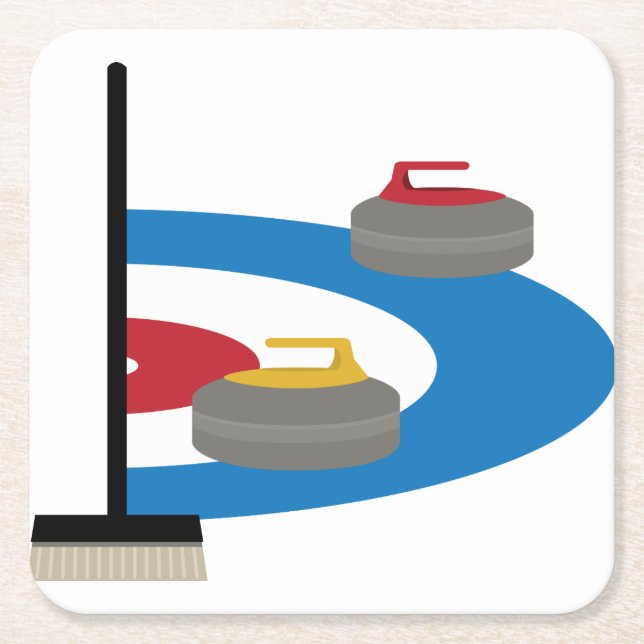 Curling Sport Underlägg Papper Kvadrat (Framsidan)