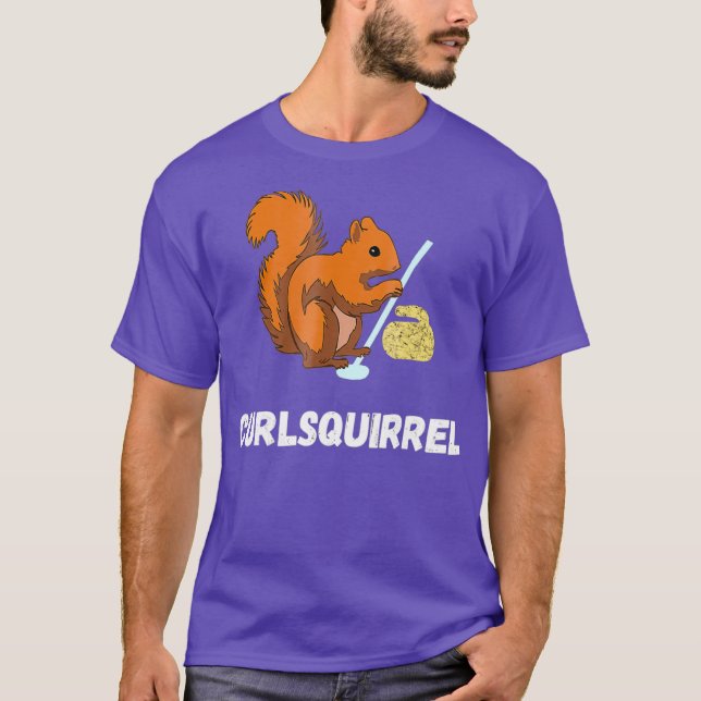 Curling Squirrels Curler Rodent Winter Sport T Shirt (Framsida)