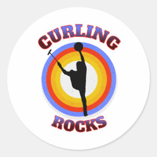 Curling Sten Runt Klistermärke