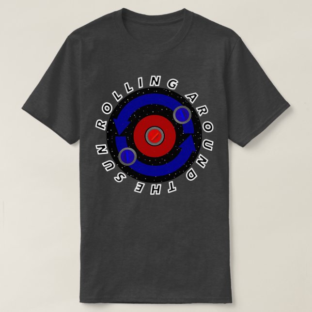 Curling Stone rullande som Earthx27s-omloppsbana u T Shirt (Design framsida)
