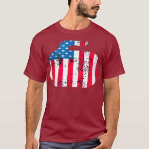 Curling T Vintage US Flagga Curler för Fläkt Shirt