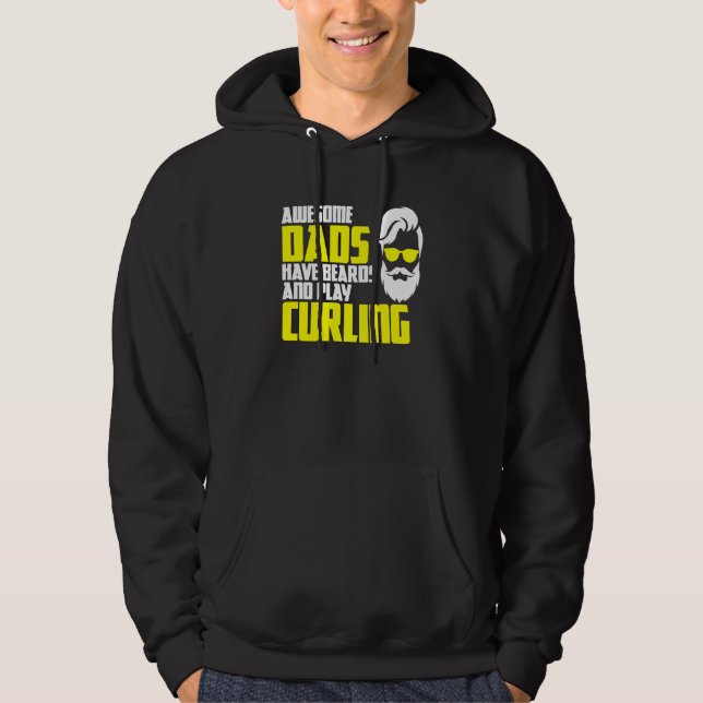 Curling team father's day beard  curling player hoodie (Framsida)