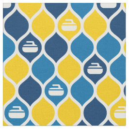 Curling Tile Fabric - Blue/Gult Tyg