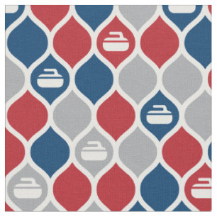 Curling TIle Fabric - Red/Blue/Grått Tyg