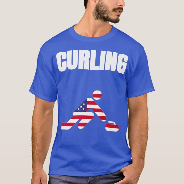 Curling USA 2021 Flagga Shirr Tokyo 2021 Sommar T Shirt (Framsida)