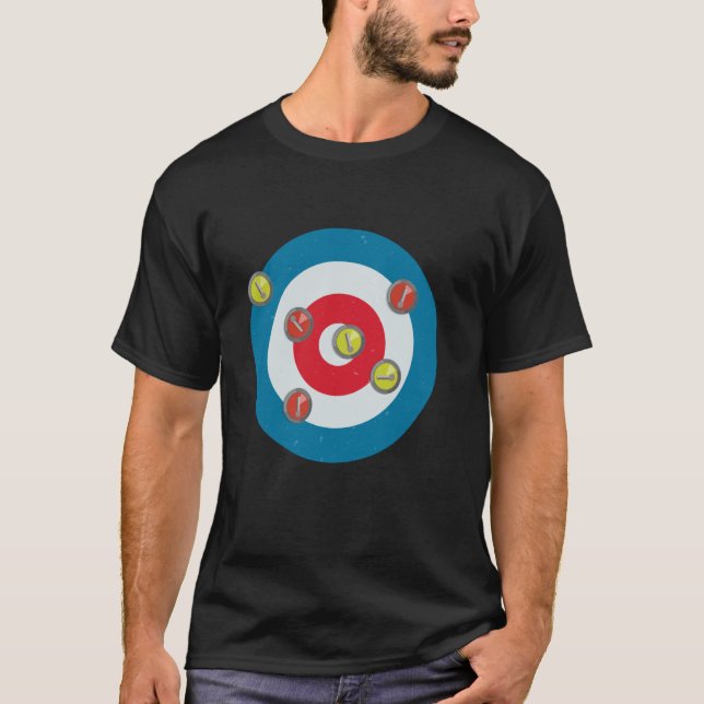 Curling Vintersport Uppifrån T Shirt (Framsida)