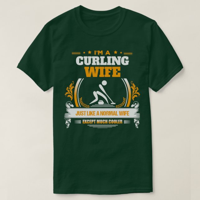Curling Wife-julgåva eller födelsedagspresent T Shirt (Design framsida)