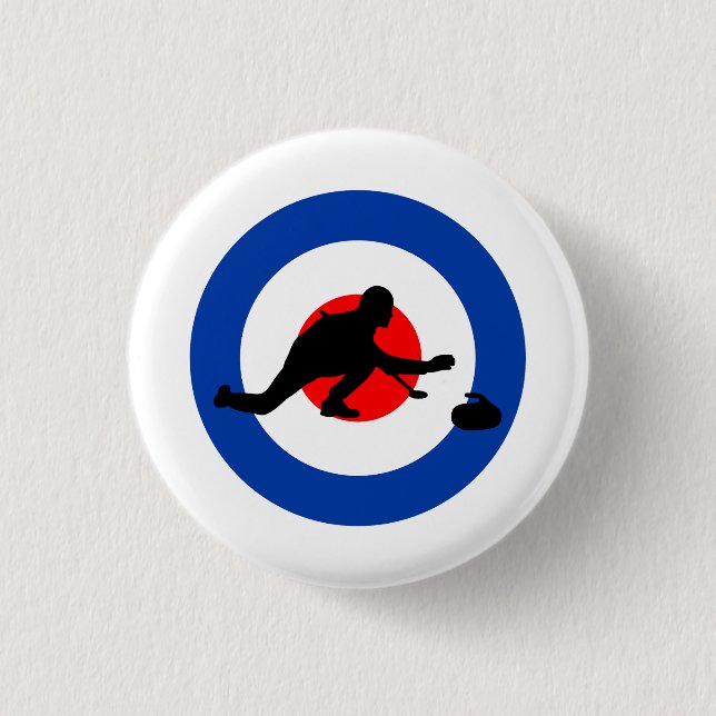 Curling Winter Ice Sport Curler Bullseye Knapp (Framsida)