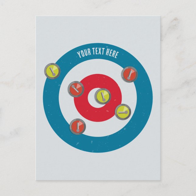 Curlinghus och curlingstenar sedda uppifrån vykort (Framsida)