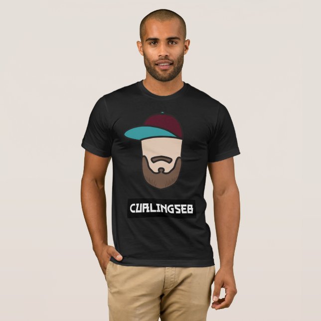 Curlingseb svart T-tröjamanar Tee Shirt (Hel framsida)