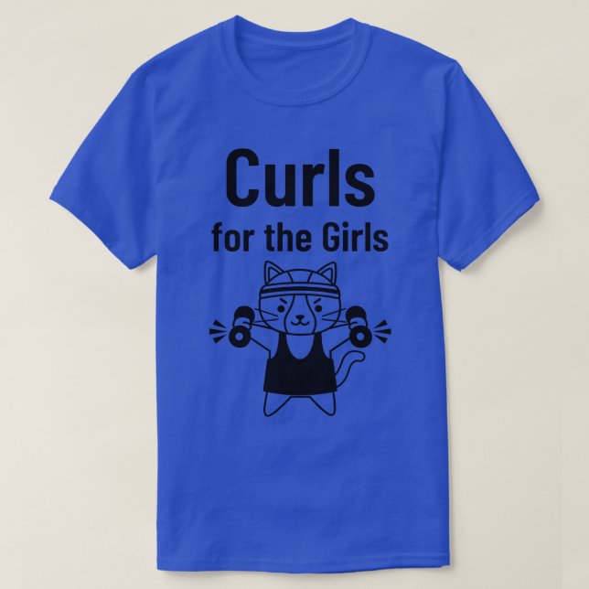 Curls for Girls Cat Kitten Fitness Gym Workout T Shirt (Design framsida)