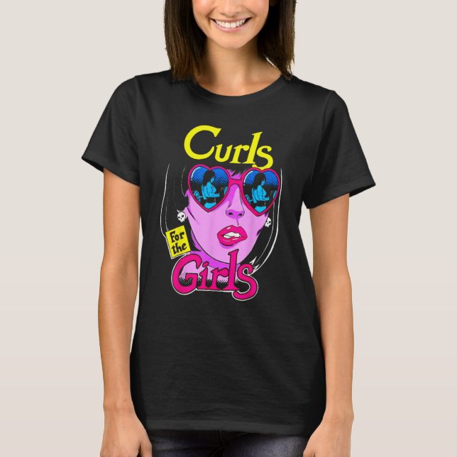 Curls For Girls Gym Weightlifting Bodybuilding Fit T Shirt (Framsida)