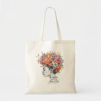 "Curls in Bloom" Spring Floral Custom Graphic Tote Tygkasse