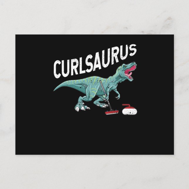 Curlsaurus Curling Saurus Dinosaur Curling Iron Vykort (Framsida)