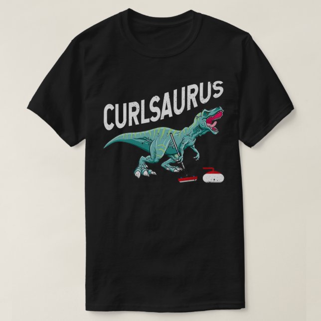 Curlsaurus Curling Saurus Dinosaur Curling Järn T Shirt (Design framsida)
