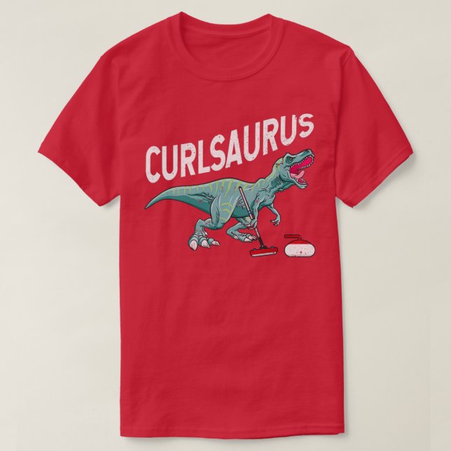 Curlsaurus Curling Saurus Dinosaur Curling Järn T Shirt (Design framsida)