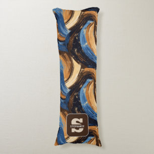 Curly Abstrakt Brushstrokes i Blue & Brown Kroppskudde
