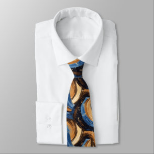 Curly Abstrakt Brushstrokes i Blue & Brown Slips