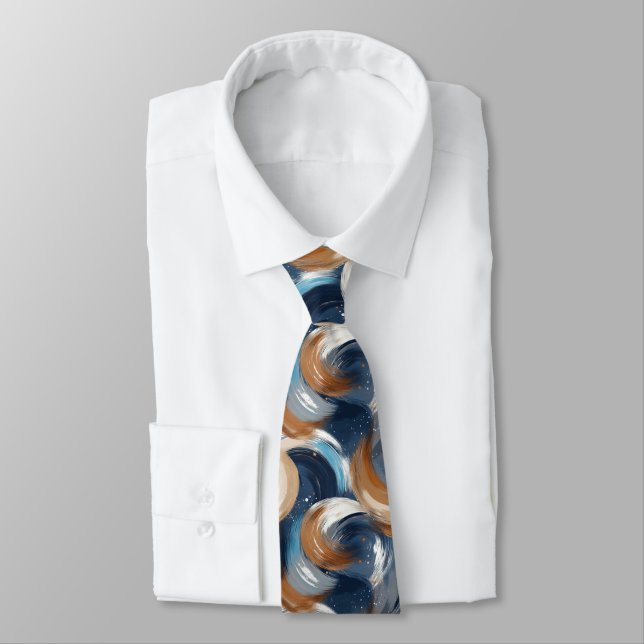 Curly Abstrakt Brushstrokes i Blue, White & Brown Slips (Bunden)