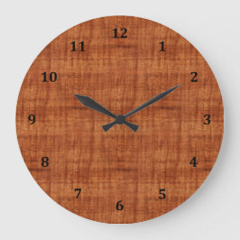 Curly Acacia Wood Grain-utseende Stor Klocka
