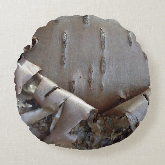 Curly Birch Bark Tree Rustic Rund Kudde (Framsidan)