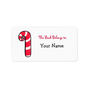 Curly Candy cane bokplatsetikett Adressetikett