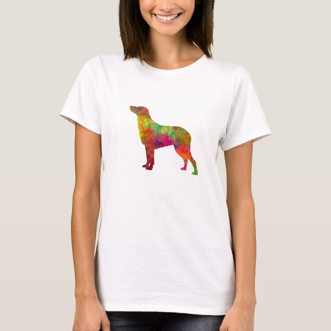 Curly Coated Retriever in watercolor T Shirt (Framsida)