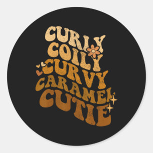 Curly Coily Curvy Caramel Cutie Afro Black Hair Me Runt Klistermärke