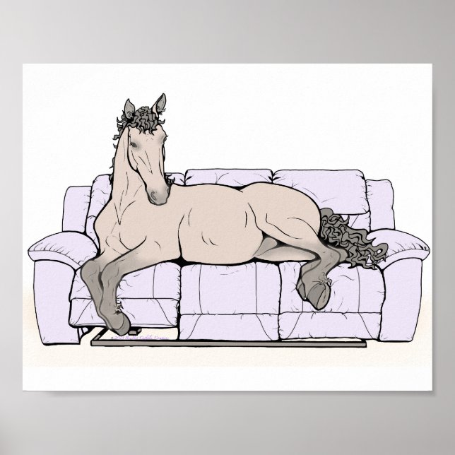 Curly Cozy | Hus Häst | fantasifull konsttryck Poster (Framsidan)