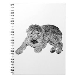 Curly Dog Notebook – Lying Pose in Black & White Anteckningsbok