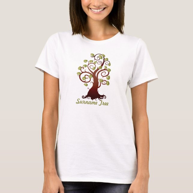 Curly Family Träd T-shirt (Framsida)
