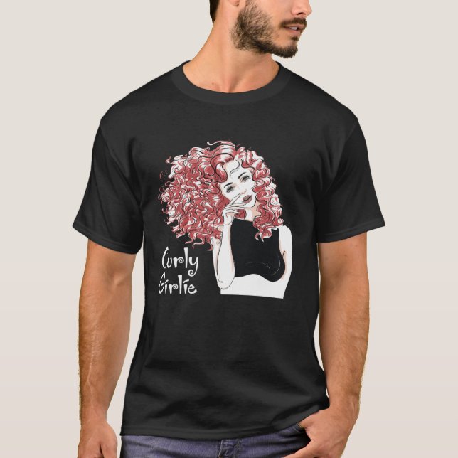 Curly Girly Cute Curly Hair Natural Redhead Wild C T Shirt (Framsida)