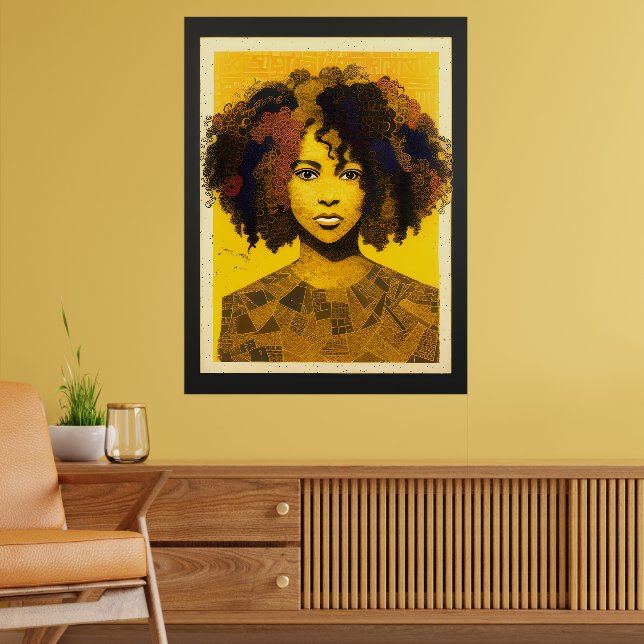 Curly Hair African American Woman Collage Poster (Vardagsrum 2)