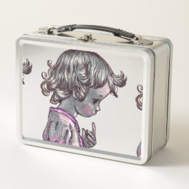 Curly Hair Girl metall lunchbox