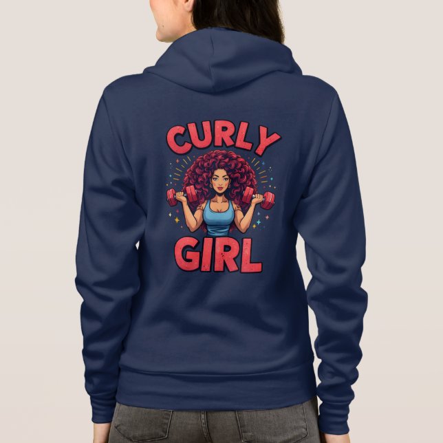 Curly Hair Girl - Pink Gym Motivation Activewear T Shirt (Baksida)