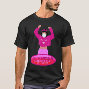 Curly Hair Lash Läppar Bubble Gum Midriff Toppar B T Shirt