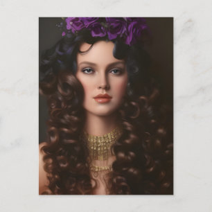 Curly Hair Lila blommor vykort
