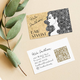Curly Hair Personlig QR-kod och Social Media Visitkort