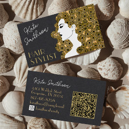 Curly Hair Personlig QR-kod och Social Media Visitkort