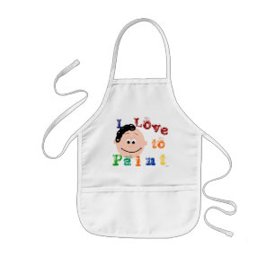 Curly Hair Ponytail Girls Painting Apron Barnförkläde
