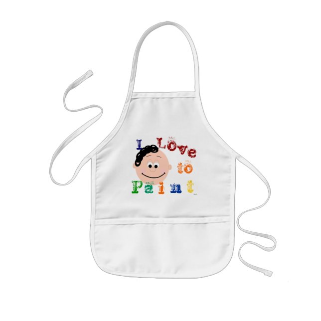 Curly Hair Ponytail Girls Painting Apron Barnförkläde (Framsidan)