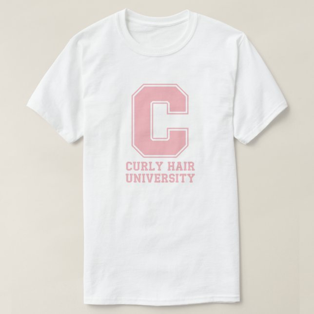 "Curly Hair University" Cute Hair Graphic Pullover T Shirt (Design framsida)