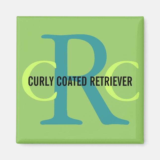 Curly Jackat Retriever Breed Monogram Magnet (Framsidan)