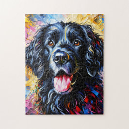 Curly-Jackat Retriever Hund Porträtt Akrylkonst Pussel