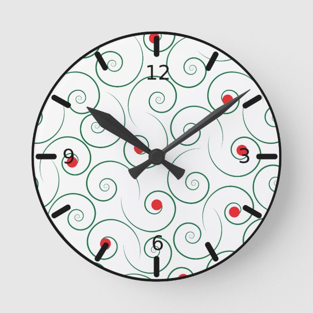 Curly Julgran White Round Clock Rund Klocka (Framsida)