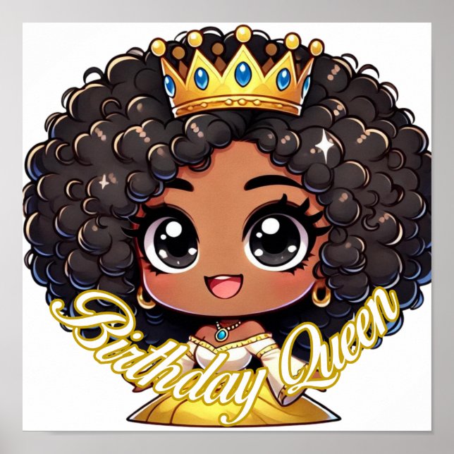 Curly Krona: Birthday Queen Chibi Art Poster (Framsidan)