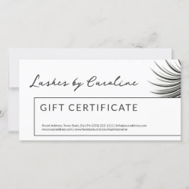 Curly Lash Gift-certifikat vit kantlinje Tack Kort