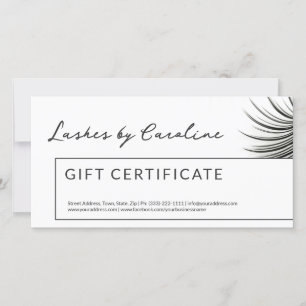 Curly Lash Gift-certifikat vit kantlinje Tack Kort