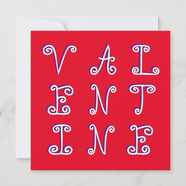 Curly Leting Bright Red Modern Valentines day Julkort (Framsida)